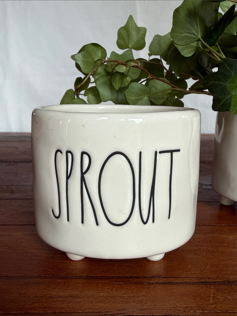Rae Dunn Cream Ceramic Planter with Black Lettering - SPROUT